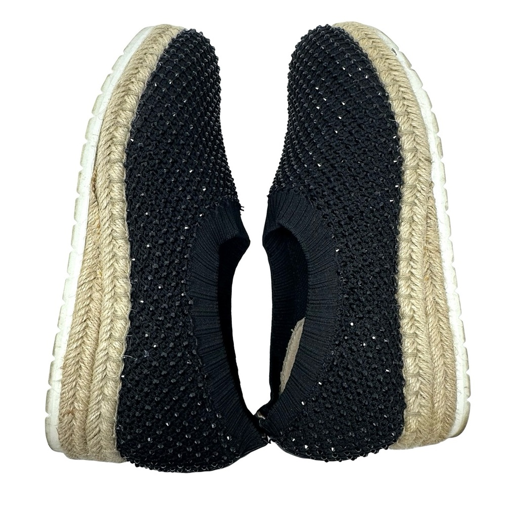 Adrienne Vittadini Sport Nicola Black Sequin Slip On Espadrille Wedges Size 9 - Picture 10 of 12